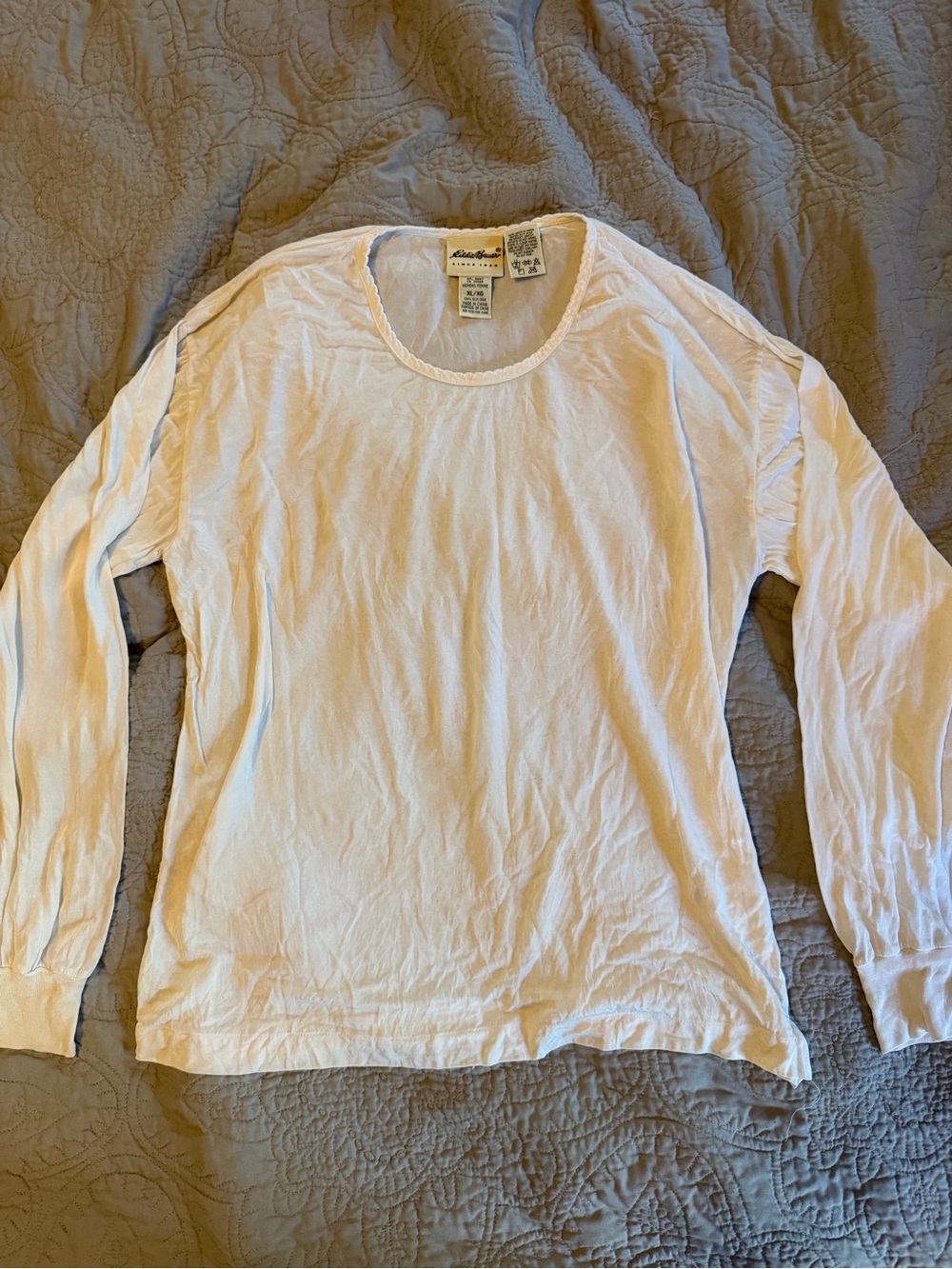 White Long-sleeve women’s Tee - Classic Crewneck- 100% silk
